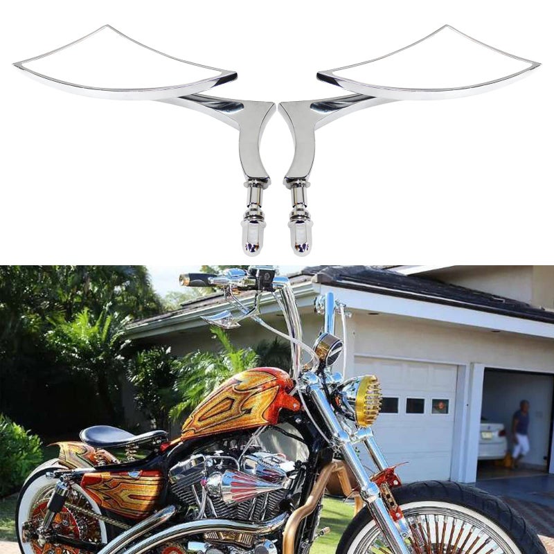 MISS MOLY Pair Motorcycle Chrome Side Mirrors for Sportster XL 883 1200 Road King V-Rod Street Glide Electra Glide Dyna Softail 1982-2018 - Image 2